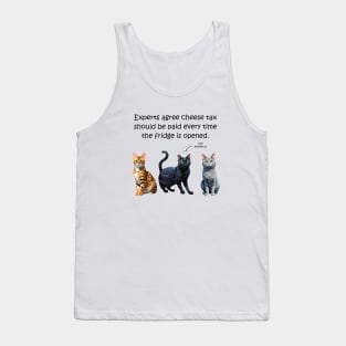 Experts agree cheese tax should be paid every time the fridge is opened - funny watercolour cat designs Tank Top